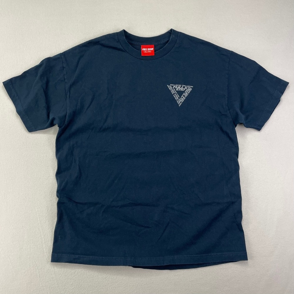 FULL‎ SEND Nelk Boys T-Shirt Mens XL Dark Navy Triangle Graphic Spell-Out Tee